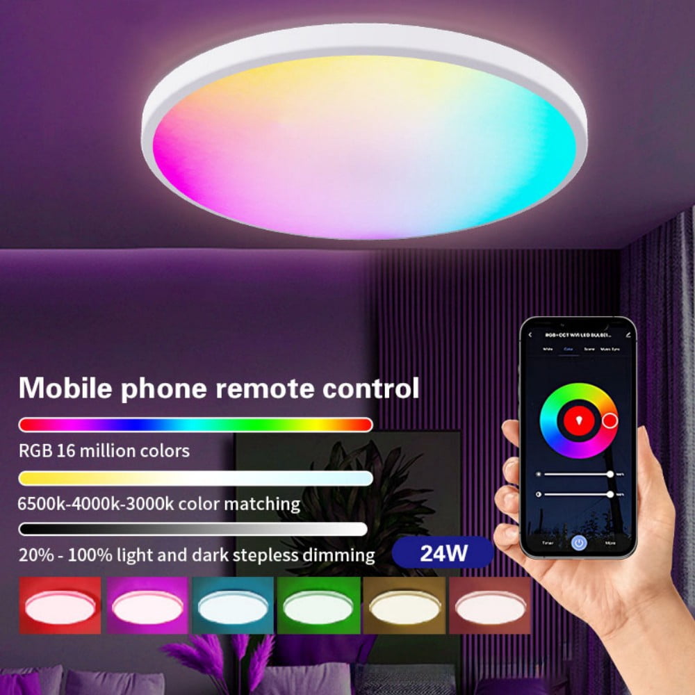 Goodea 12inch Smart Ceiling Light, 24W RGBW Bluetooth Color Changing Light with App, 16 Million Colors & Warm to Cool White Dimmable LED for Bedroom Living Room Home Decor