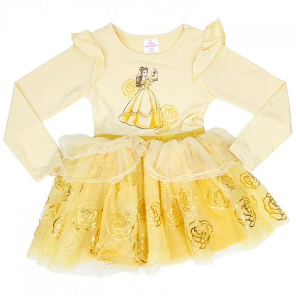 Beauty and the Beast Belle Long Sleeve Girl's Ballerina Tutu Dress-Toddler 2T