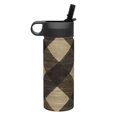 thumbnail image 2 of 18 Oz Insulated Sports Bottle, Outdoor Sports Gym Handheld Portable Casual Stainless Steel Water Bottle, Straw With Lid Argyle Plaid Khaki_3, 2 of 9