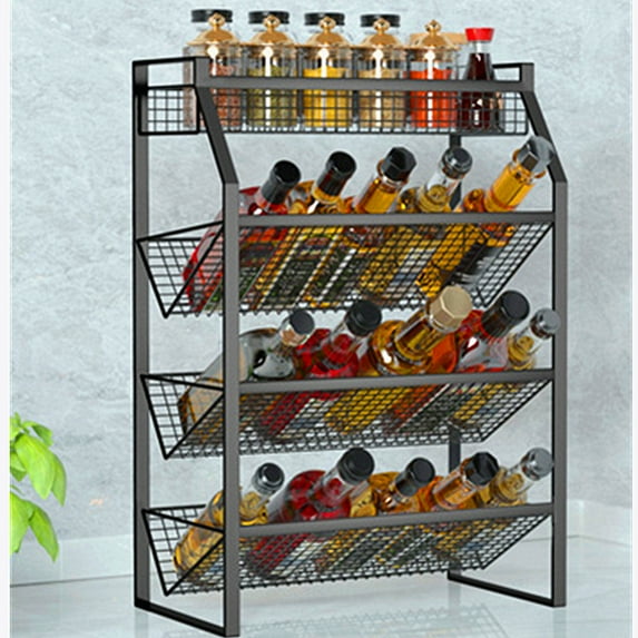 Clearance!!!Spices Storage Rack Freestanding Bottle Jars Holder Countertop Herbs Stand Cabinet Kitchen Organizer, 4 Tiers, Beauty & Nail Polish Organizer for Bathroom
