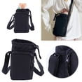 thumbnail image 2 of Water Bottle Holder with Strap Adjustable Strap Crossbody Water Bottle Bag with Front Pocket Drawstring Water Bottle Carrier for Hiking Camping (Black), 2 of 13