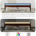 thumbnail image 5 of NNV King Size Metal Platform Bed Frame with USB Ports & AC Outlets, LED Lights Storage Headboard, Mahogany, 5 of 7