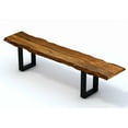 thumbnail image 2 of Live Edge Acacia Wood Dining Bench with Black Metal Legs, 2 of 3