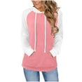 thumbnail image 2 of asjyhkr Hoodies for Women Drawstring Hooded Long Sleeve Pullover Color Block Casual Thermal Running Gym Workout Tops with Pockets, 2 of 7