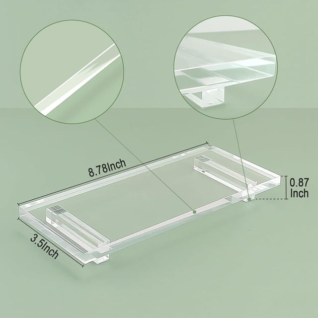 Bandeja de mostrador de baño, bandeja de tocador, soporte de esponja acrílica, bandeja de baratija transparente, organizador de mostrador para joyería Macarena Bandeja de mostrador de baño