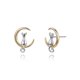 thumbnail image 1 of Pendientes de mujer de latón bañado en oro, lindo gatito sentado en la luna Gold Orn, 1 of 4