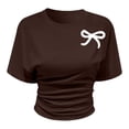 thumbnail image 5 of SOFTCCLO Girls Tshirts Short Sleeve Crewneck Graphic Tees Cute Bow Print Waist Cinched Stylish Casual T-Shirts for Girls Size 9-10Y, 5 of 5