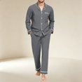 thumbnail image 2 of Delconic Mens Pajama Set Long Sleeve Button Front Sleepwear Set Collared Shirt and Full Length Pants Relaxed Fit Loungewear Gray M, 2 of 6