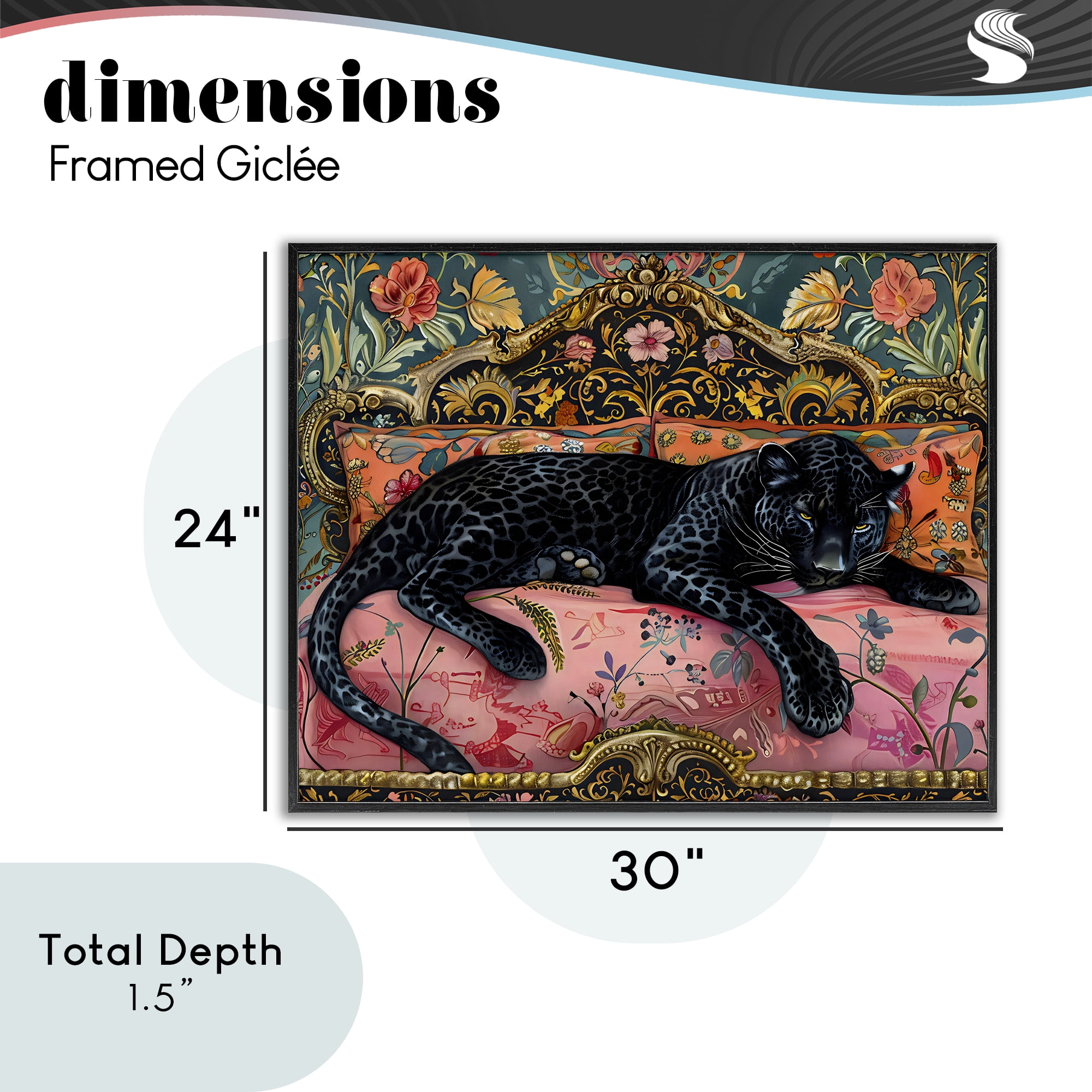 Stupell Industries Lazy Black Elegant Leopard Black Framed Giclee Art, design by Creative Studio