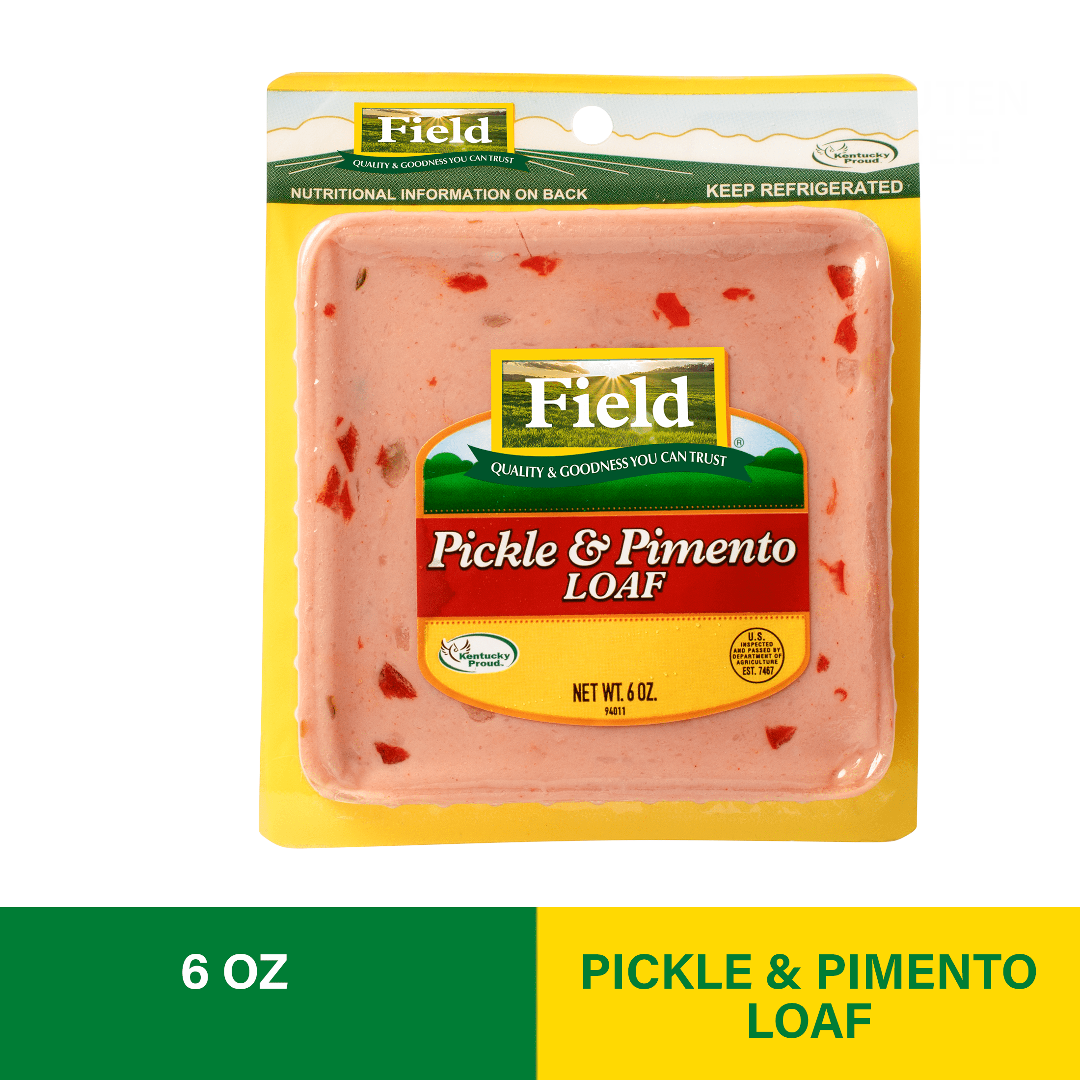 Field Pickle & Pimento Loaf, Sliced, Deli Meat, 6 oz, Packaged in Plastic, Refrigerated