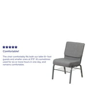 Flash Furniture Hercules Series 21W Upholstered Adult Church Chair with Book Rack, Gray