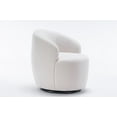 thumbnail image 3 of Swivel Barrel Chair, Teddy Fabric Swivel Accent Chair, Comfy Sherpa Round Accent Chair, Swivel Club Armchair for Nursery Living Room Bedroom (Ivory), 3 of 7