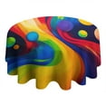 thumbnail image 4 of Colorful Tie Dye Wave Sphere Pattern Round Tablecloth 60"x60",Wrinkle Wipeable Table Cloth for Kitchen Dining Room Picnic Patio Party, 4 of 6
