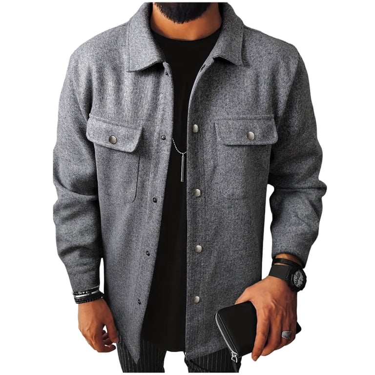 wool dress shirts men Men's Rugged Field Shirt 18oz Grey Soft Brown Reda Merino Wool
