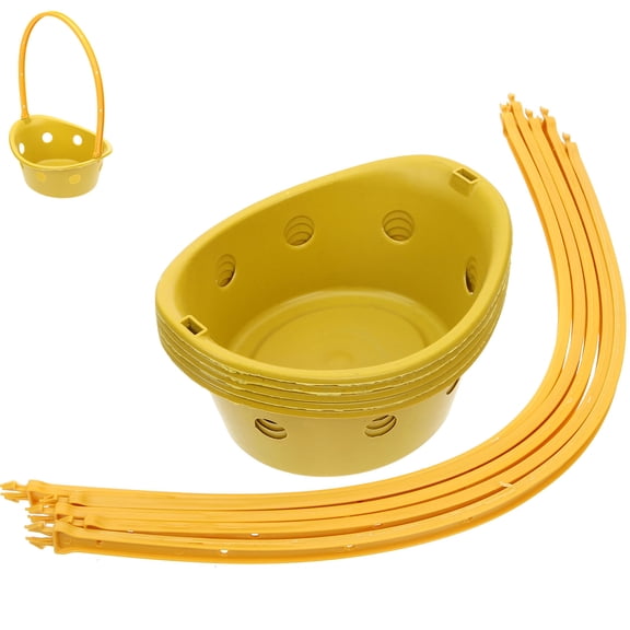 FOMIYES 5Pcs Yellow Plastic Flower Basket with Handle for Floral Arrangement and Home Decor
