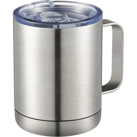 12oz Coffee Mug With Handle,Stainless Steel Insulated Travel Tumblers With Sliding Lid,Double Wall Vacuum Camping Cup for Hot & Cold Drinks Tea (Sliver,Set of 1)