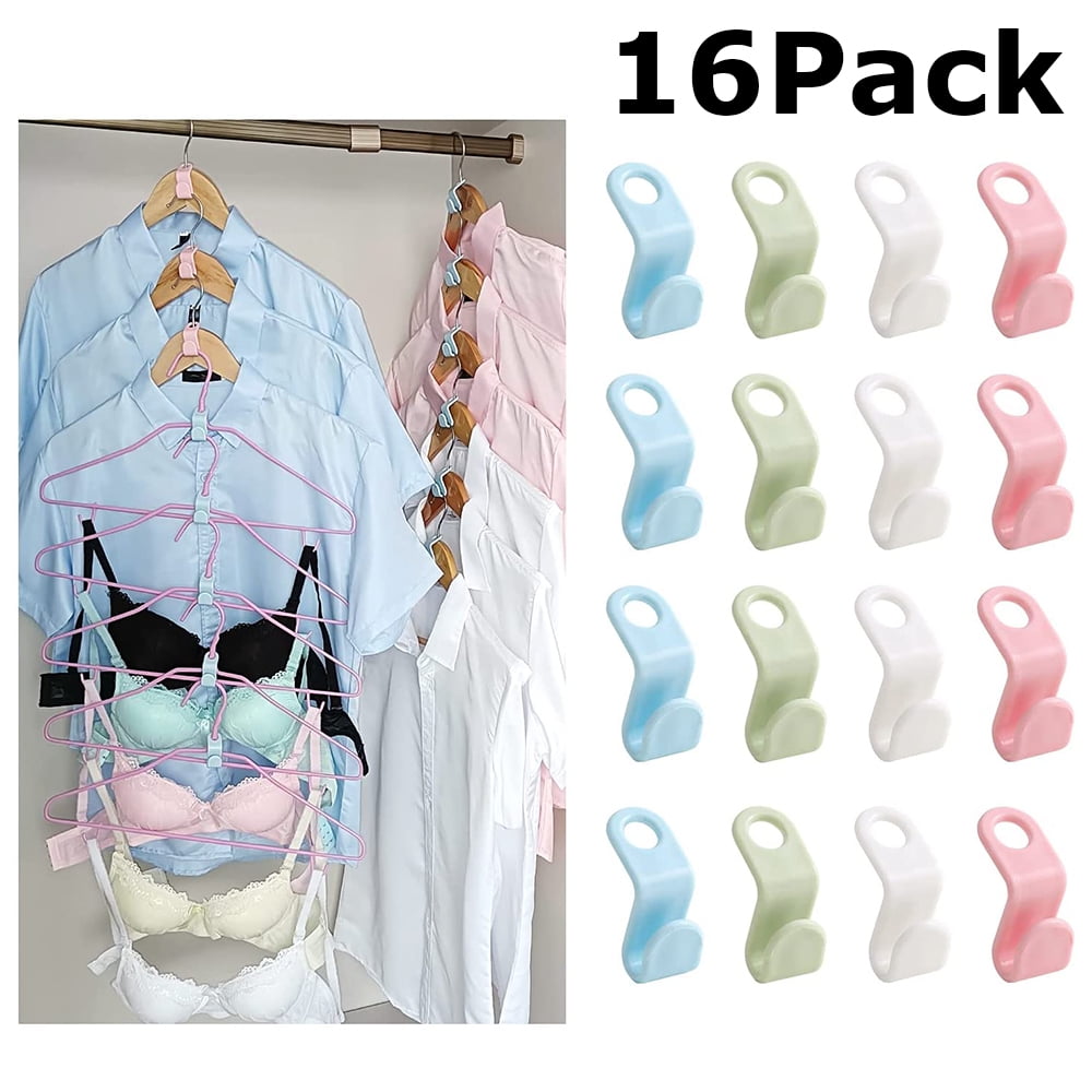 16 PCS Clothes Hanger Connector Hooks, 4 Colors Magic Hanger Hooks ...