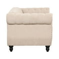 thumbnail image 4 of 60" Elegant Modern Upholstered Sofa with Solid Wood Legs, Mid-Century Loveseat Sofa Chair with Buttoned Tufted Backrest and Detachable Cushion, Suitable for Living Room, Beige, 4 of 9