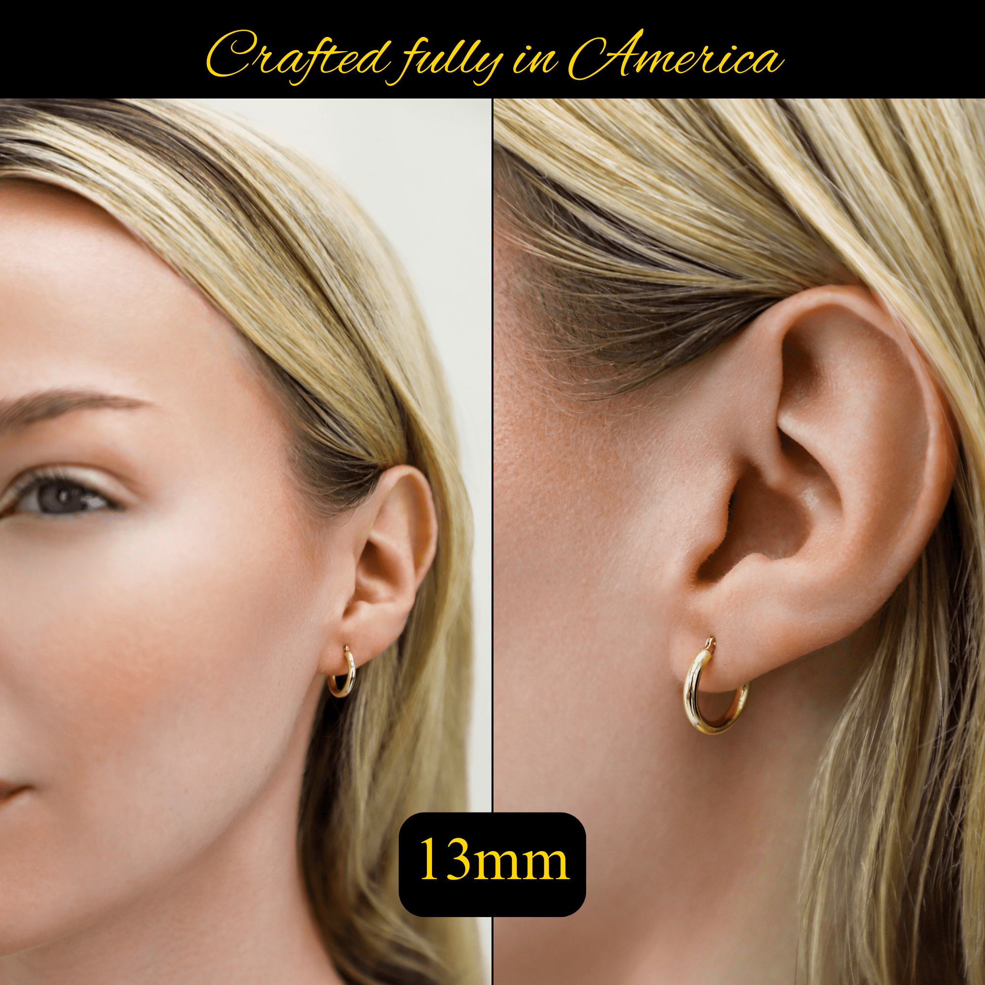 10K Yellow Gold Classic Round Hoop Earrings | 13mm | Everyday Hoop Earrings | Great for Women and Men | GB Jewelry & Co.