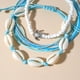 thumbnail image 3 of Pulsera tejida con cuentas de arroz blanco hecha a mano con cordón azul de concha y tortuga tejida para mujer, 3 of 6