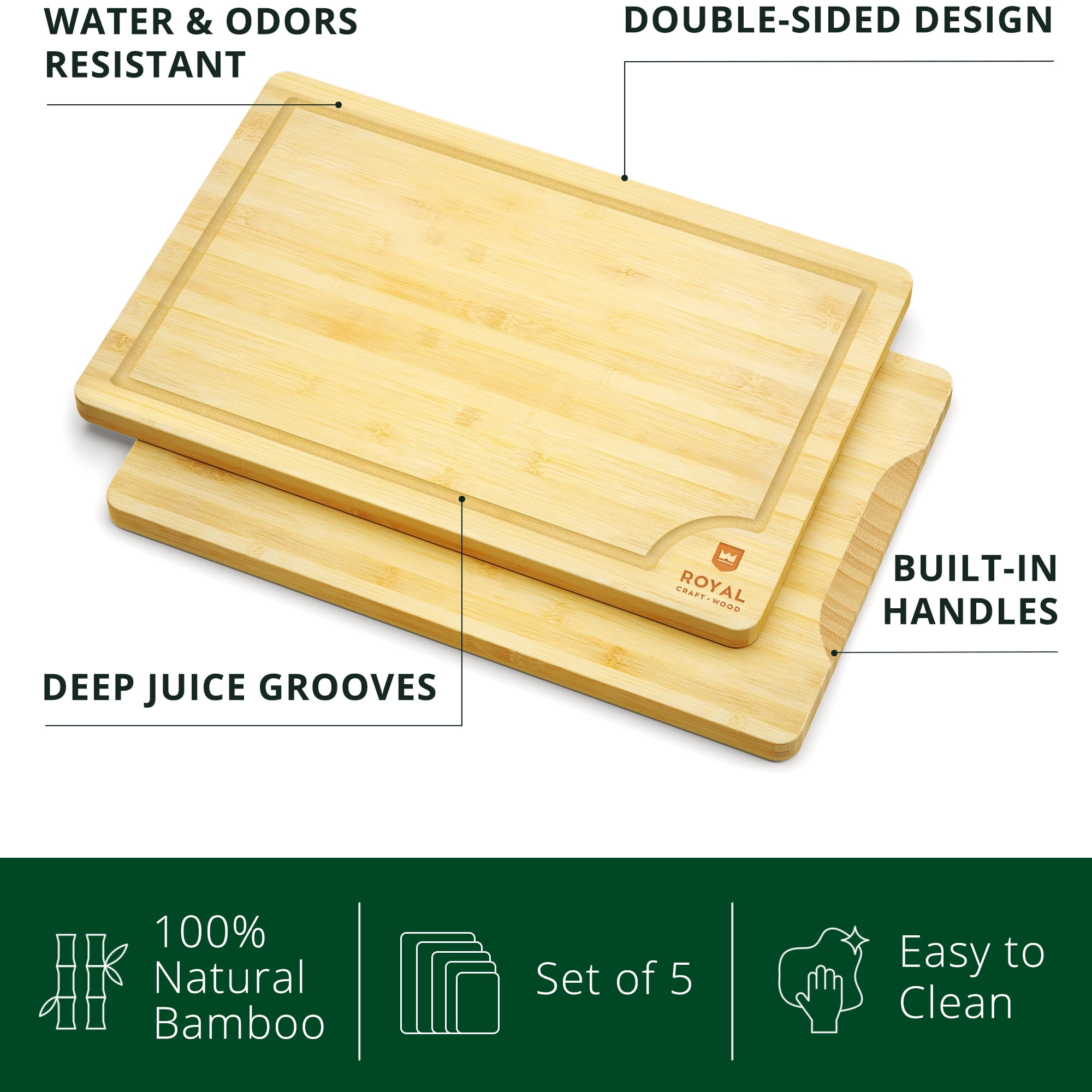 Wooden Cutting Boards for Kitchen with Juice Groove and Handles - Bamboo Chopping  Boards Set, 1 - Kroger