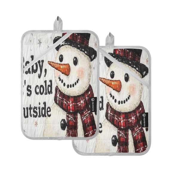BZSMCE Pot Holder Oven Mitts Cooking baking Adorable Smiled Snowman Pattern Creative Pattern Size:7x9.8in