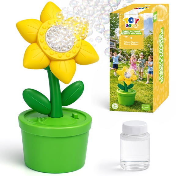 Automatic Bubble Machine for Kids Yellow Daisy - Indoor/Outdoor Portable Bubble Maker for Toddlers 1-3, Babies & Children 3-5 - Electric Battery Operated Bubble Blower Toy