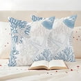 thumbnail image 3 of Light Blue Coastal Outdoor Waterproof Pillow Covers, Grey Beige Coral Starfish Nautical Decorative Square Throw Pillowcase Sofa Cushion Sham for Patio/Couch/Chair, 20"x20" 2 Pack, 3 of 8