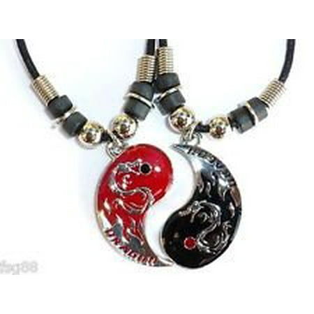 NEW BEST FRIEND Dragon Yin Yang 2 Pendants Necklace Set BFF Friendship Ying (Yin And Yang Tattoos For Best Friends)