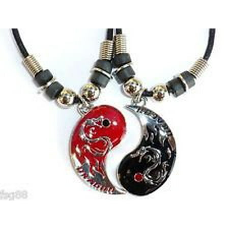 NEW BEST FRIEND Dragon Yin Yang 2 Pendants Necklace Set BFF Friendship Ying