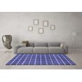 thumbnail image 3 of Ahgly Company Machine Washable Indoor Square Checkered Blue Modern Area Rugs, 5' Square, 3 of 4