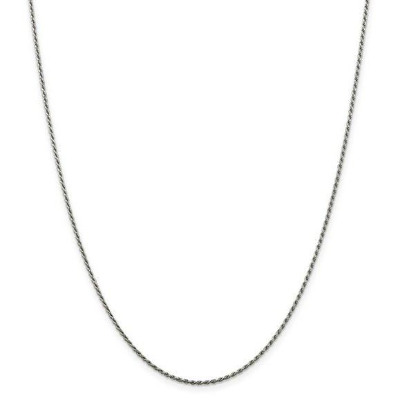 925 Sterling Silver Rhodium-plated 1.5mm Diamond-cut Rope Chain; 20 inch; Lobster Clasp; for Adults and Teens; for Women and Men