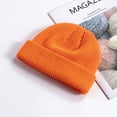 thumbnail image 2 of Bpyeka Unisex Solid Waffle Knit Cuffed Beanie Hat, Thick Warm Windproof Winter Outdoor Ear Protection Skull Cap Free Size, Orange, 2 of 3