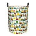 thumbnail image 1 of Balery Train With Animals Cesta de ropa redonda con asas, impermeable, independiente, para ropa, juguetes, dormitorio y familia-Medium, 1 of 6