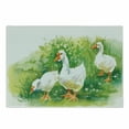thumbnail image 1 of Rubber Duck Cutting Board, Goose in Farm Lake Plants Grass Reeds Flowers Pond Animals Geese Feathers, Decorative Tempered Glass Cutting and Serving Board, Small Size, Green and White, by Ambesonne, 1 of 1