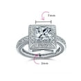 thumbnail image 4 of Bling Jewelry Womens Vintage Art Deco Style CZ Milgrain Princess Cut Halo Engagement Ring Silver, 4 of 6