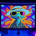 thumbnail image 2 of Blacklight Frog Tapestry Funny Alien Hippie Tapestry Glow In The Dark, UV Reactive Light Frog Tapestry Wall Hanging for Bedroom Living Room Dorm Home Decor, 40X30, 2 of 3