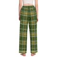 thumbnail image 3 of Dailycode Women's Pajama Pants Wide Leg Lounge Pj Bottoms With Pockets Polka Dot Green Plaid, 3 of 7