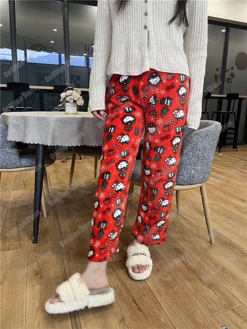2024 Sanrio Hello Kitty Flannel Pajamas Christmas Women‘s Warm Woolen ...