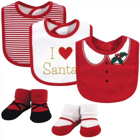 UPC: 0660168725827 | Little Treasure Baby Girl Cotton Bib and Sock Set 5pk  Heart  One Size