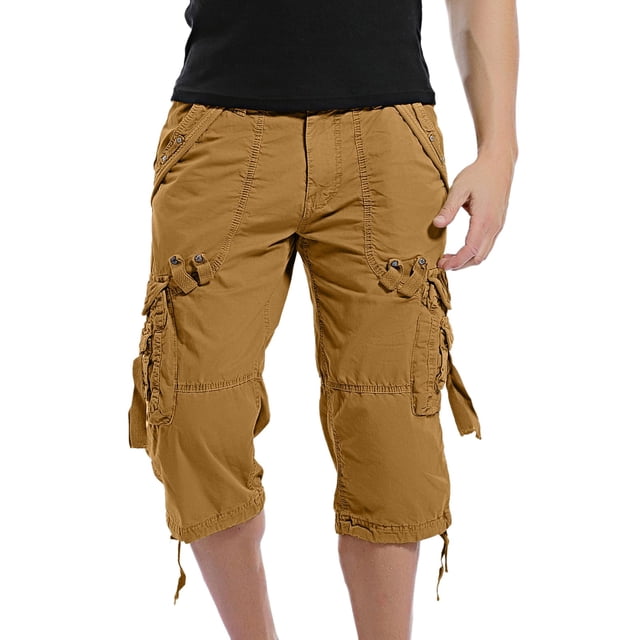 SHIXIAOO Men's Spring and Summer Leisure Sports Solid Color Pocket Trouser Leg Hanging Rope Tool Shorts Men Cargo Pants Slim Fit Band 1 12 Sock Thick Pants Pants Cargo Mens Work Pants Cargo Bedroom