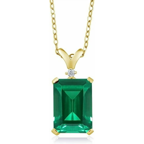 Classic 925 Sterling Silver/Gold Plated /Rose Gold Plated Green Emerald Gemstone Pendant Necklace May Birthstone Jewelry Gifts for Women