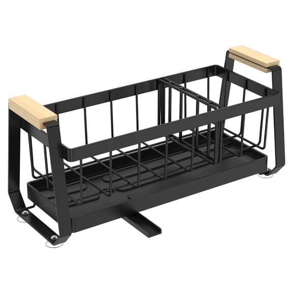 AEVXKHI Sink Caddy Organizer, Kitchen Sponge Holder for Sink with Quick Drain Tray & Non-Slip Suction Cups, Sturdy Rustproof Stainless Steel Kitchen Countertop Organizer for Sponge Soap Dispenser