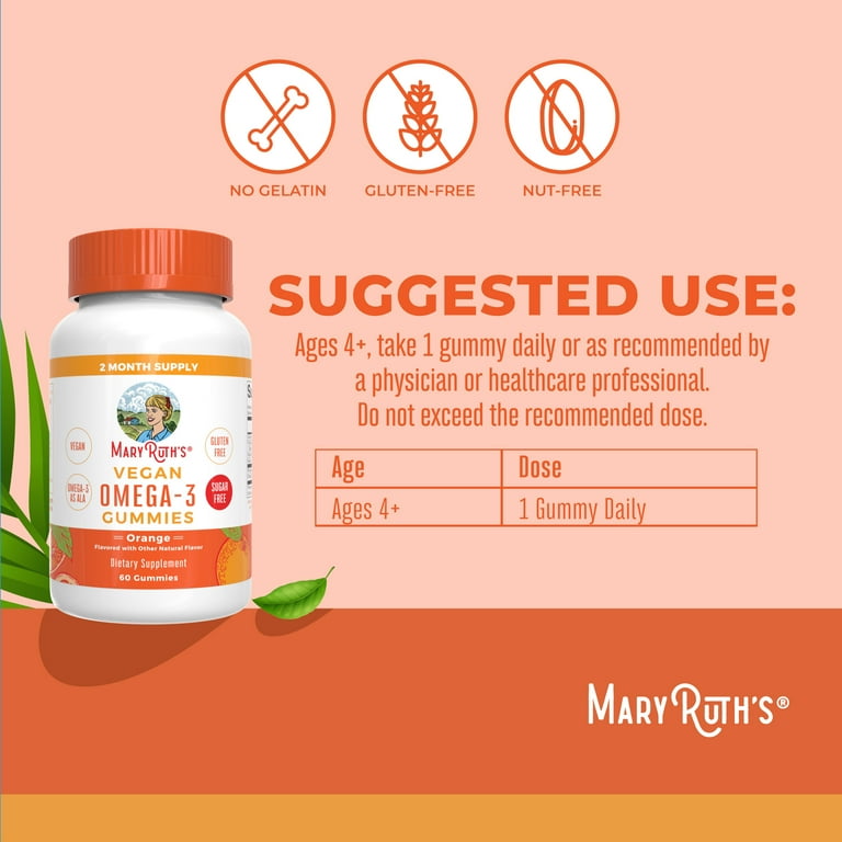 MaryRuth Organics, Omega-3 Gummies, 60 ct, Vegan, Immune Health