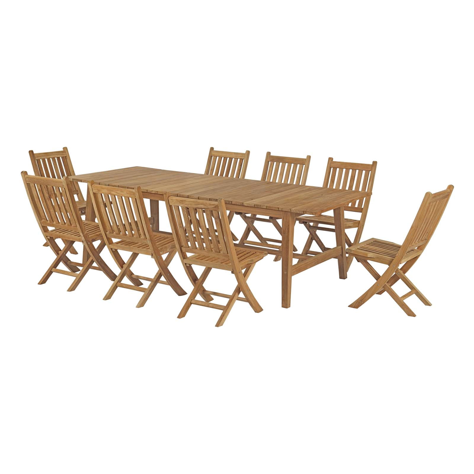 Modern Contemporary Urban Design Outdoor Patio Balcony Garden Furniture Side Dining Chair and Table Set, Wood, Natural