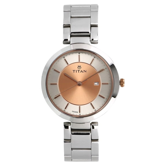 Titan Workwear Rose Gold Dial Analog Stainless Steel Strap watch for Women-NS2480KM01