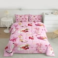 thumbnail image 3 of Manfei Pink Cowgirl Party Bedding Comforter Set, Kawaii Princess Boots Twin Comforter Sets, Cartoon Stars Print Reversible Bedding Set, Luxury Bedroom Decor, 2pcs, 3 of 9