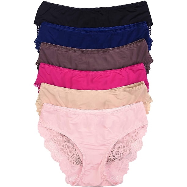 6 Pack Tobeinstyle Women S High Rise Lace Leg Briefs