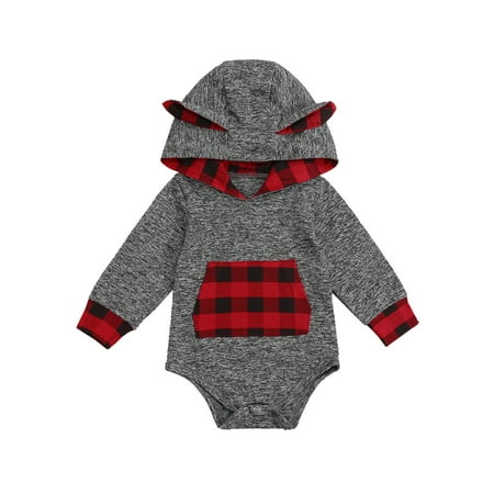 

Musuos Baby Christmas Hooded Jumpsuit Long Sleeve Romper with Bunny Ears
