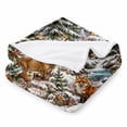 thumbnail image 2 of SPXUBZ Soft Warm Cozy Winter Snowy Forest Majestic Deer Foxes Flannel Throw Blanket For Bed Couch Sofa Rustic Lodge Decor, 2 of 3